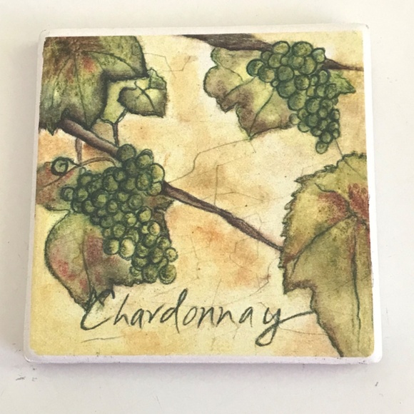 Coasters Set of 4 Stone Wine Themed Merlot Zinfandel Chardonnay Pinot 4” - Picture 5 of 9